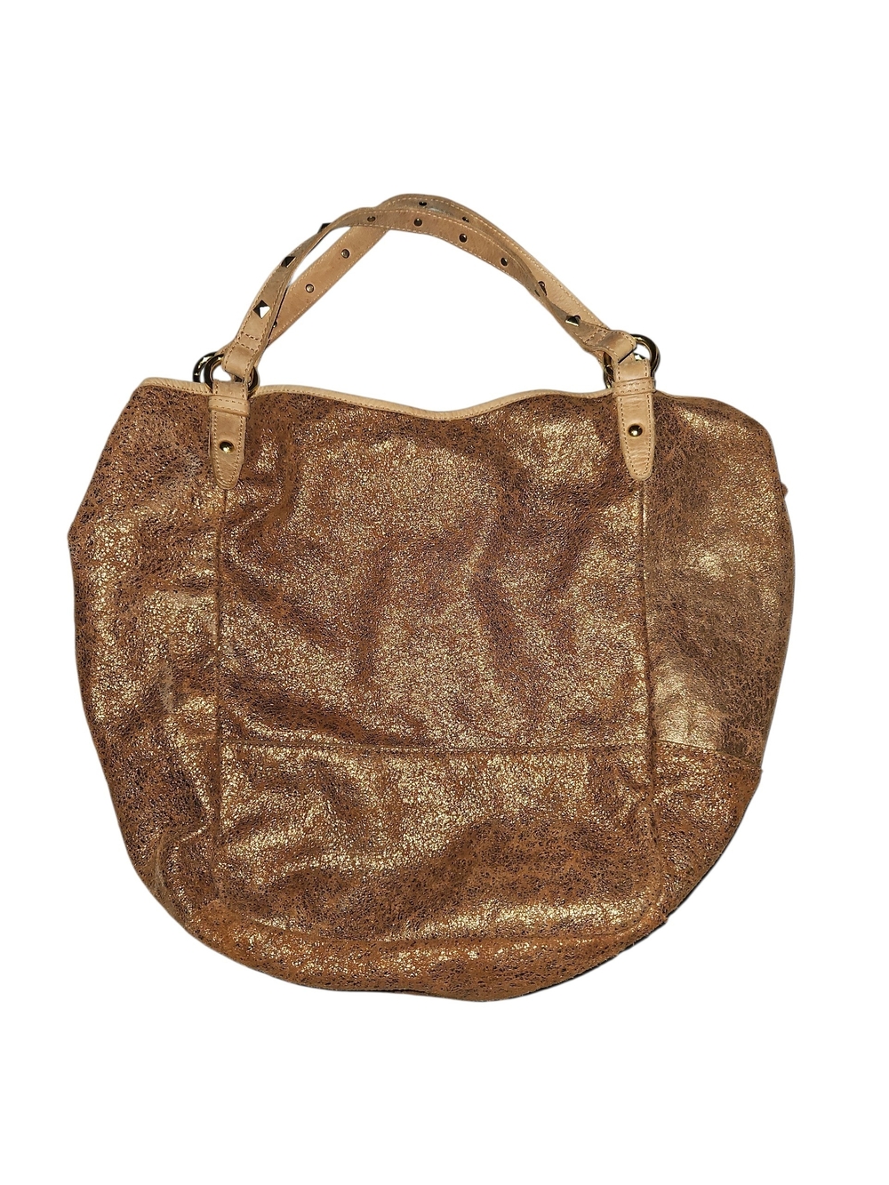 CLHEI Metallic Bronze Hobo Bag with Tan Handles